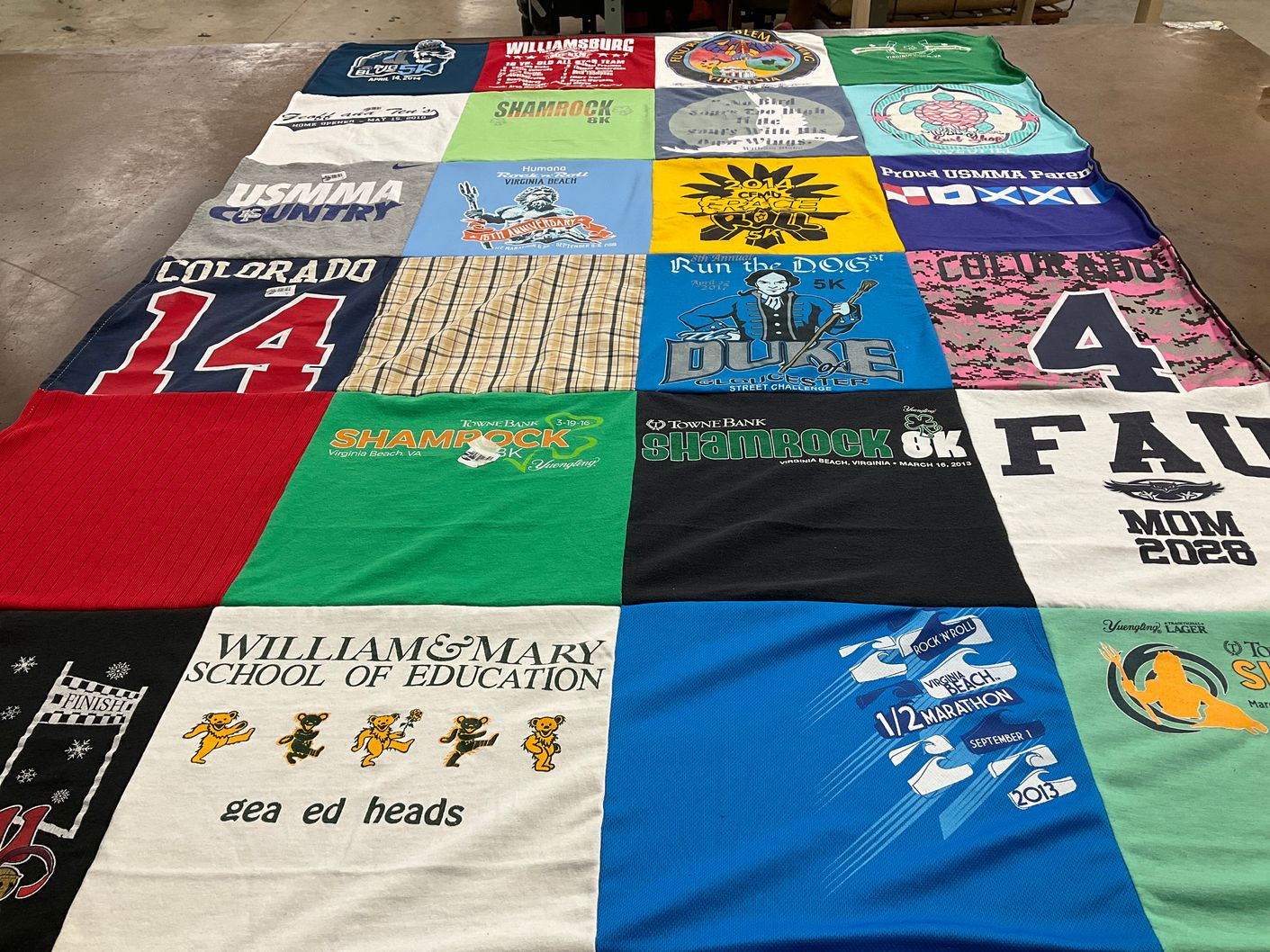 T-shirt quilt from william and mary university by Ann from VA