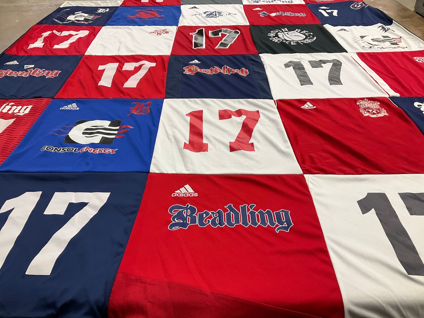 T-shirt quilt with sports themes by Sylvia from PA