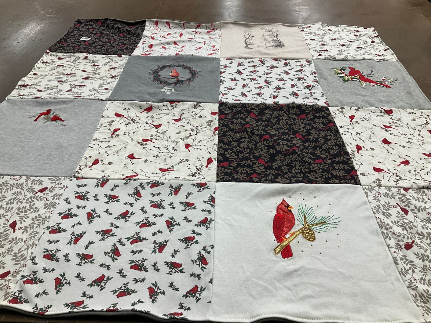 T-shirt quilt with nature, birds themes by Kathy from AL