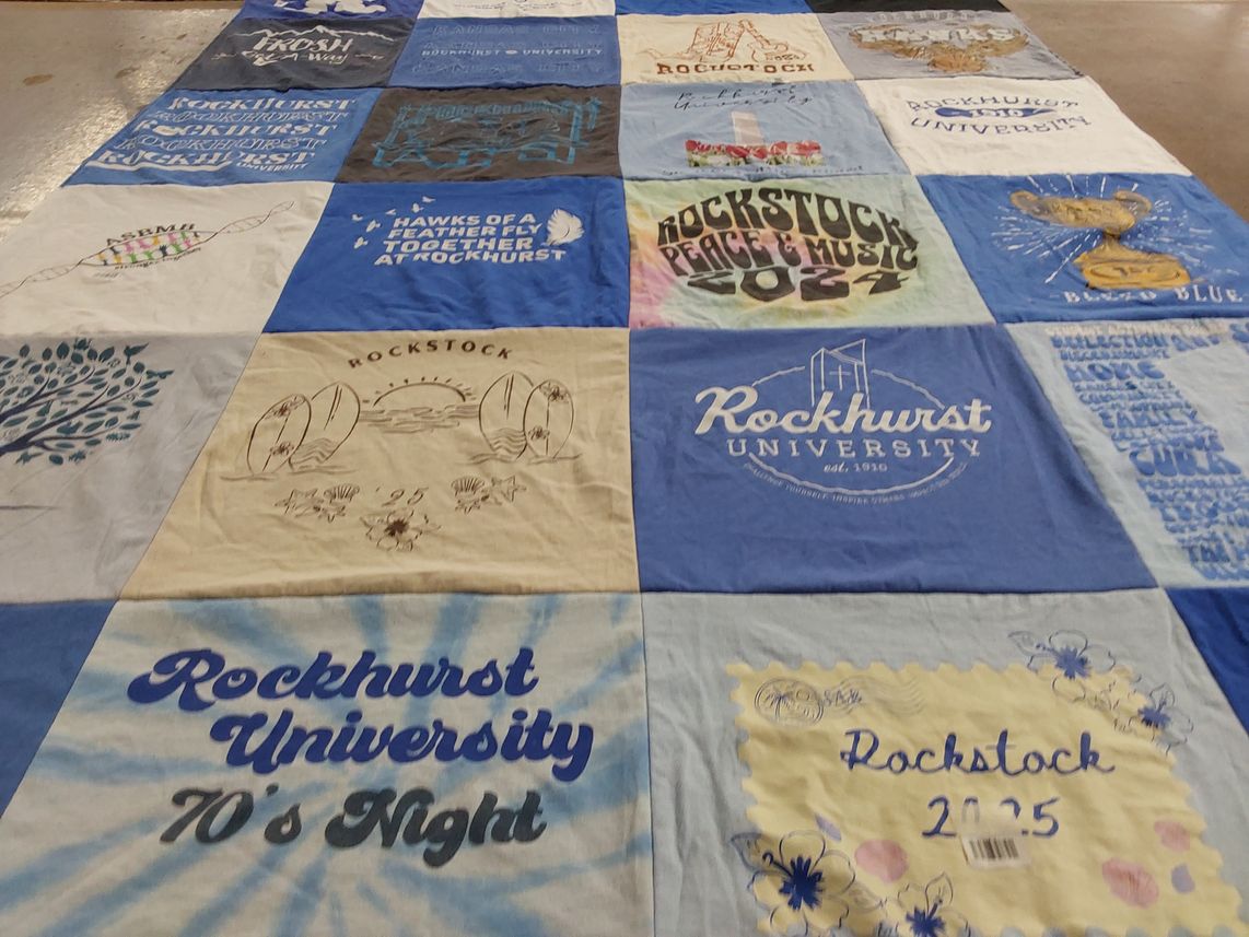 T-shirt quilt from rockhurst university by Lillian from MO