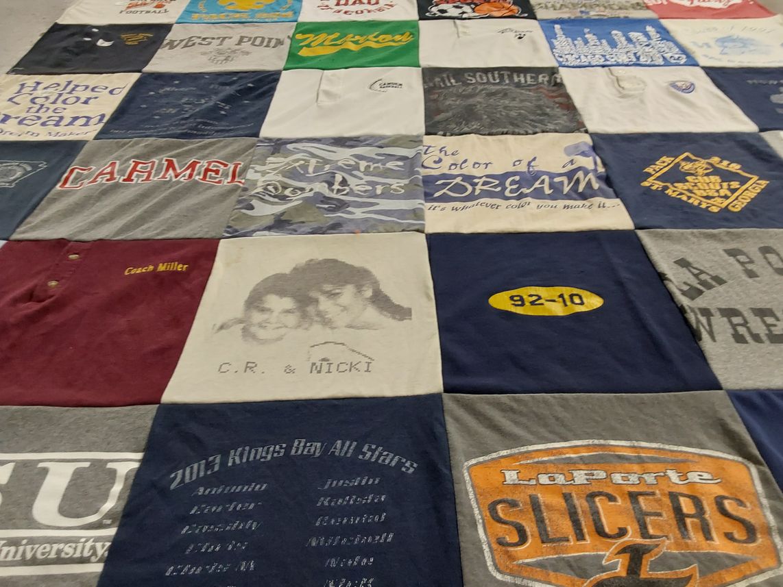T-shirt quilt featuring la porte slicers by Chris from RI