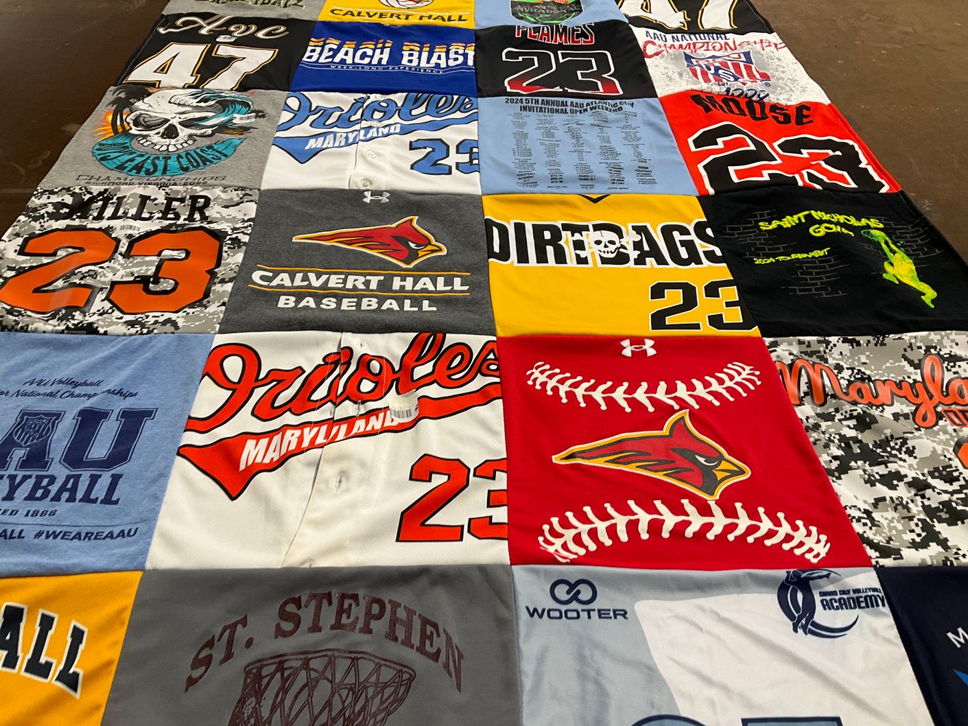 T-shirt quilt featuring calvert hall baseball team, maryland orioles team by Kristanna from MD