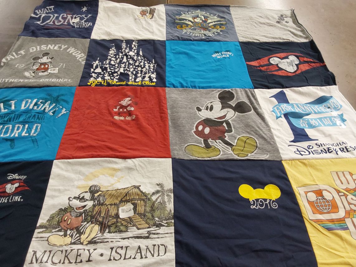 T-shirt quilt with disney, animation themes by Adam from FL