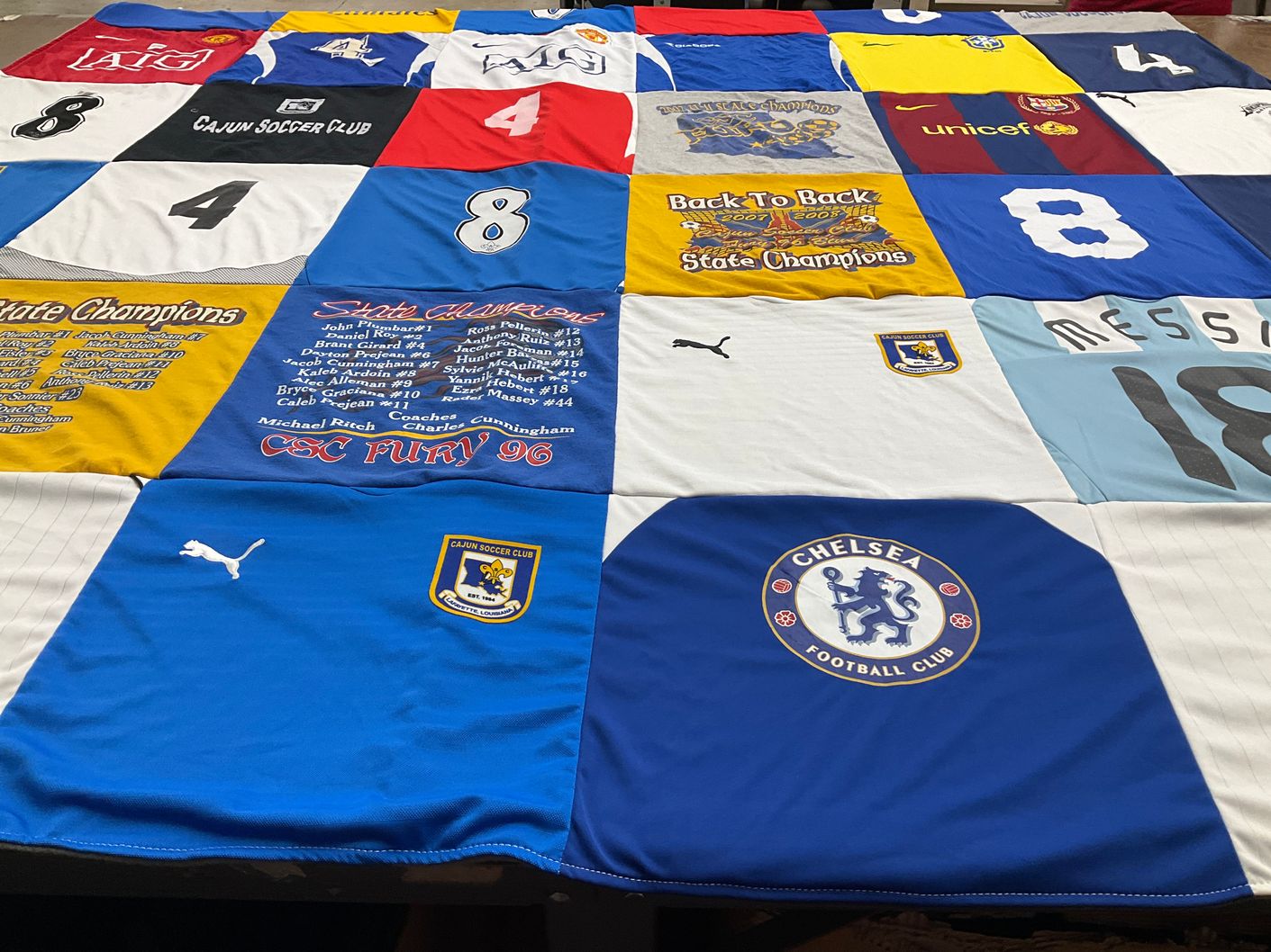 T-shirt quilt featuring chelsea football club by Jill from LA