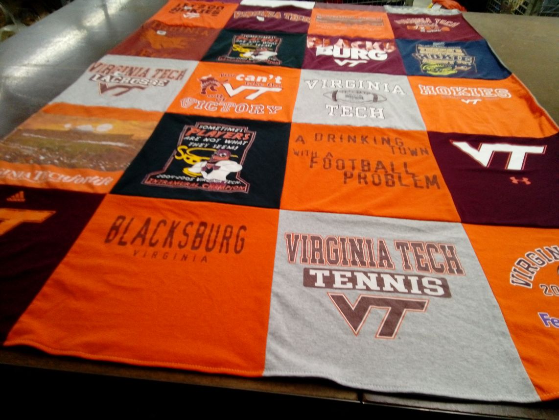 T-shirt quilt featuring virginia tech hokies by Neal from FL
