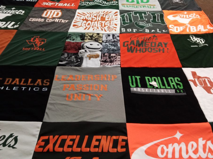 T-shirt quilt featuring university of texas at dallas softball, university of texas at dallas basketball by Angela from TX