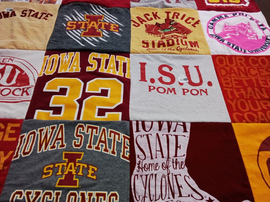 T-shirt quilt featuring iowa state cyclones by Stacy from TX