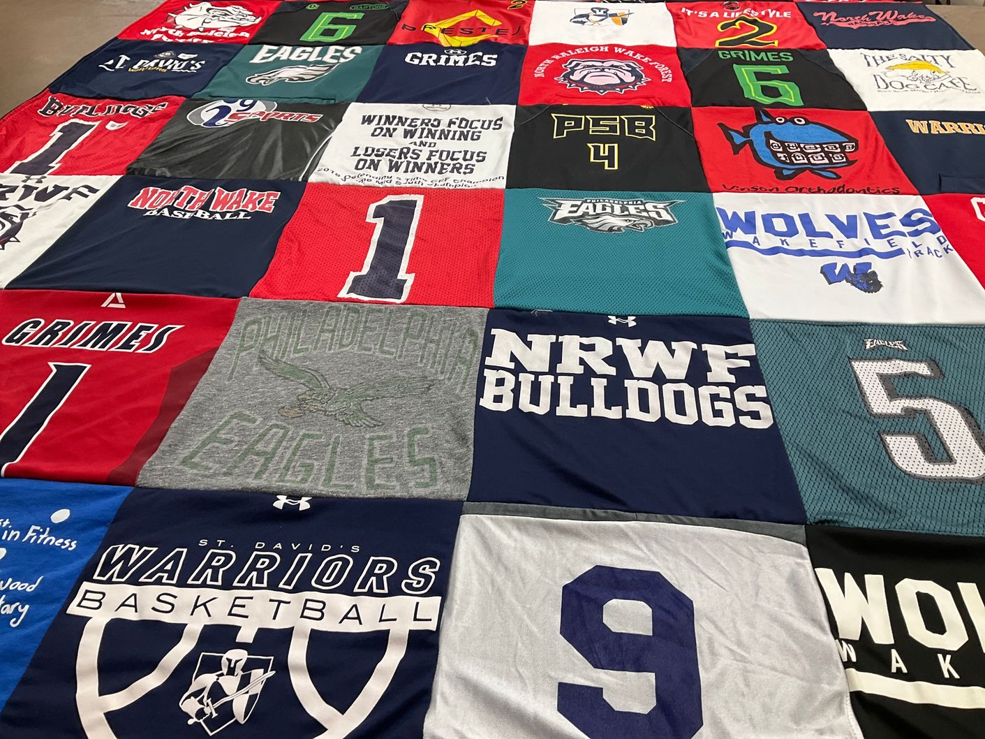 T-shirt quilt featuring philadelphia eagles, wakefield wolves by Susan from NC