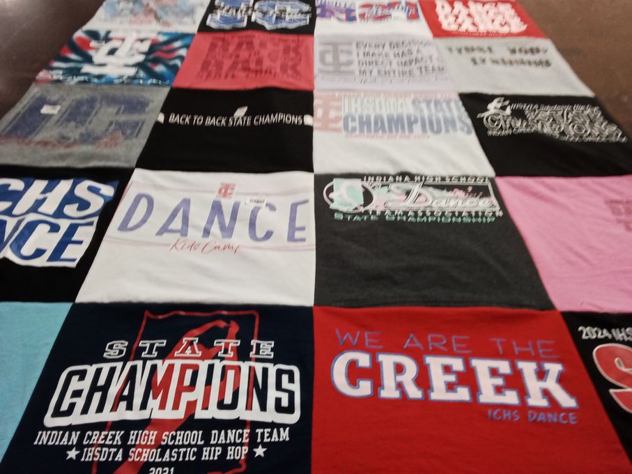 T-shirt quilt from indiana creek high school by Layla from IN