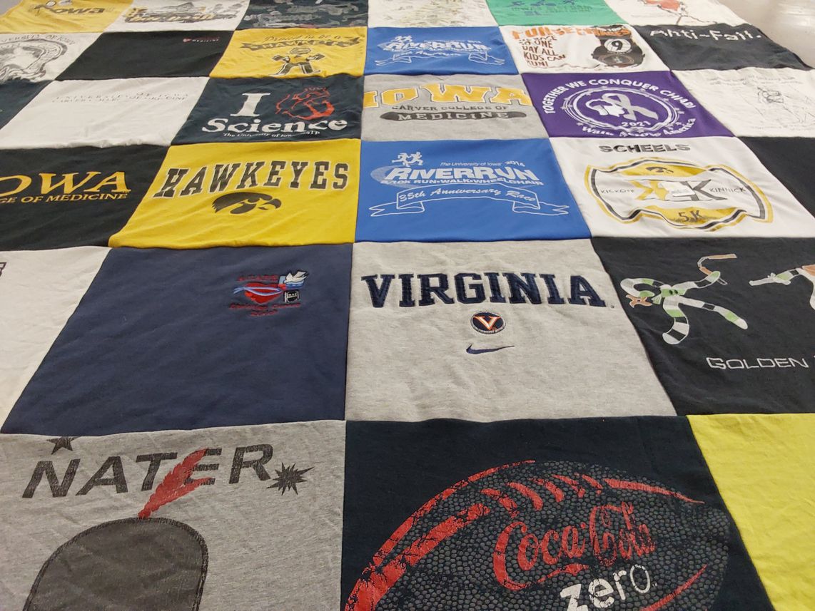 T-shirt quilt featuring hawkeyes by Kwo Wei from OR