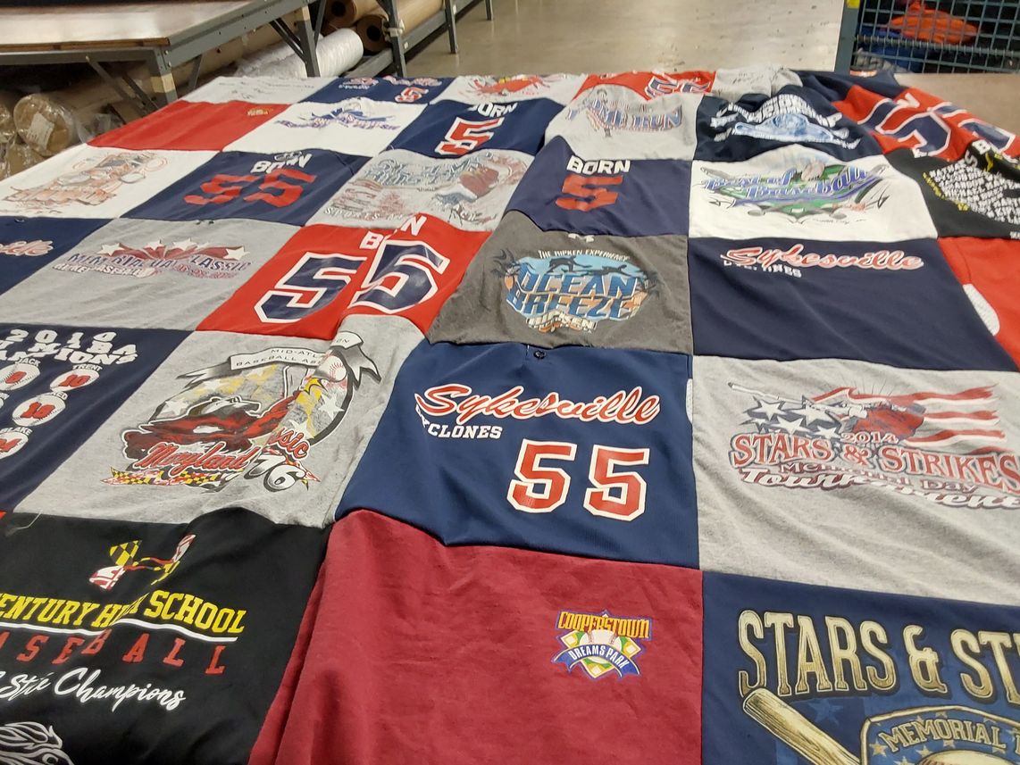 T-shirt quilt featuring sykesville clones by Rachel from MD