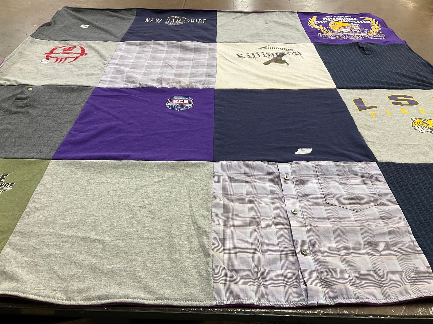 T-shirt quilt featuring louisiana state university tigers by Rhonda from LA