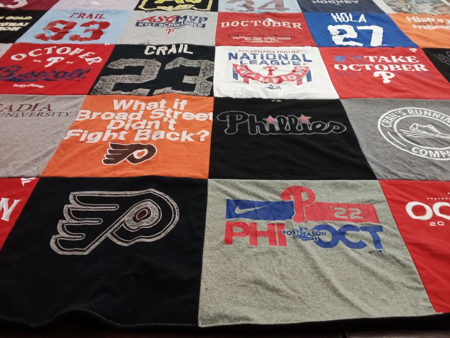 T-shirt quilt featuring philadelphia phillies, philadelphia flyers by Deborah  from FL