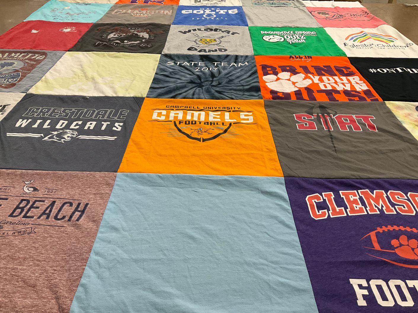 T-shirt quilt featuring campbell university camels football, crestadole wildcats by Colette from NC