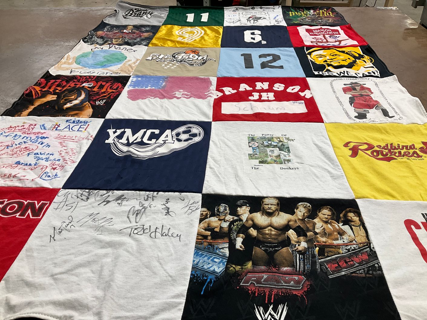 T-shirt quilt from branson junior high school by Janelle from MO