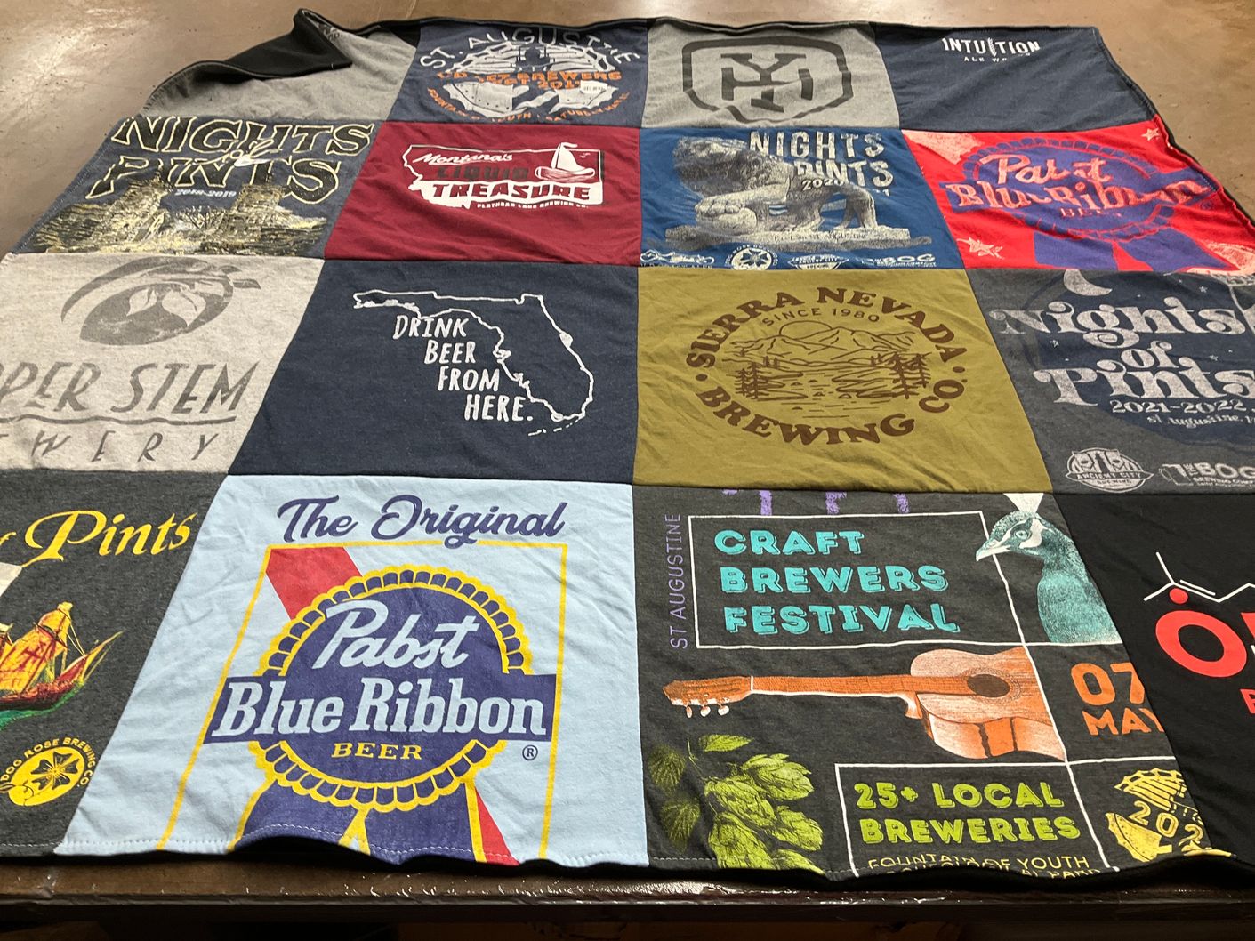 T-shirt quilt with breweries, beer themes by Troy from FL