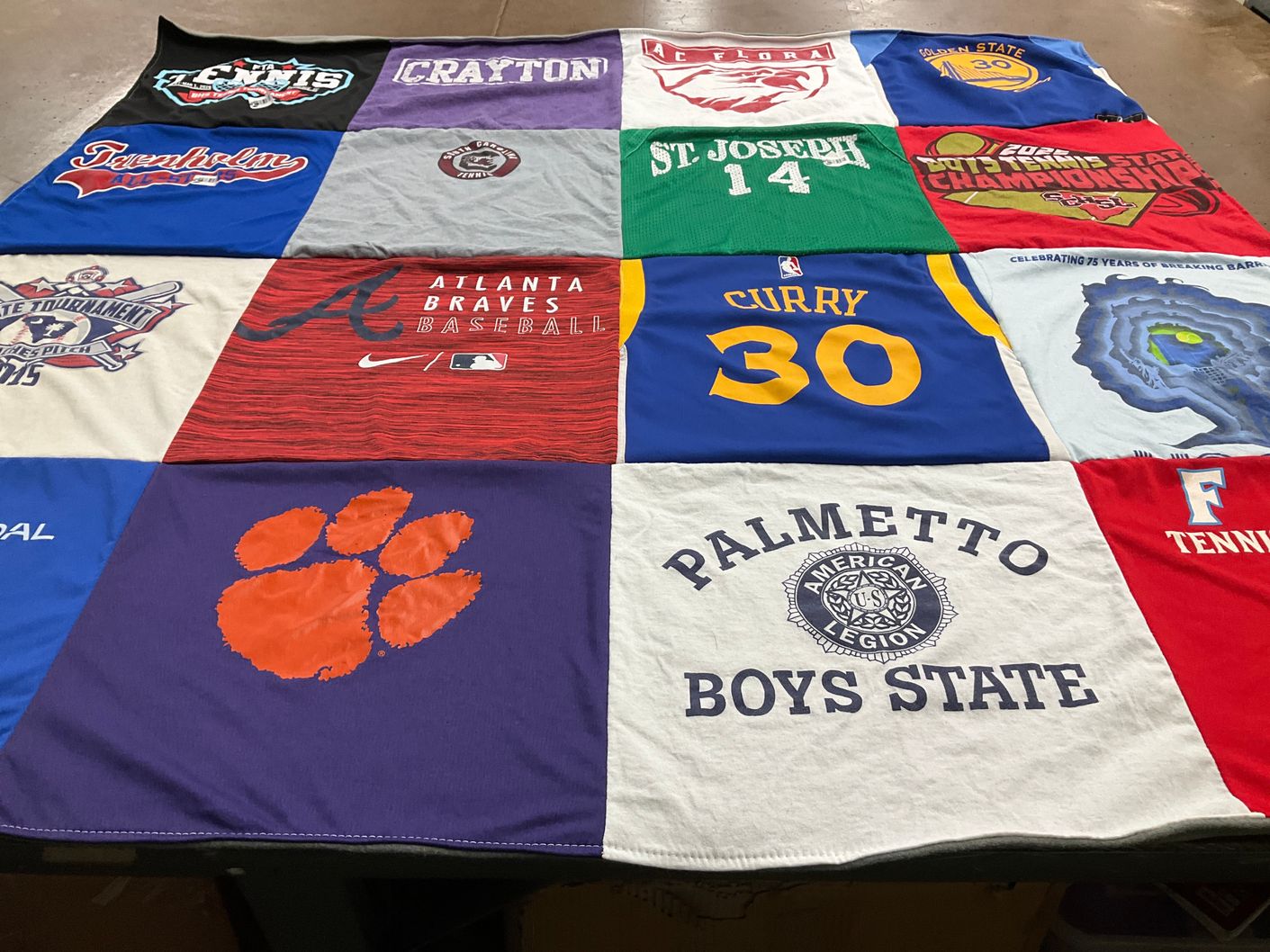 T-shirt quilt featuring atlanta braves, ac flora high school by Oakley from SC