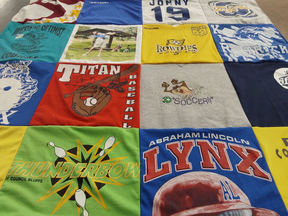 T-shirt quilt from abraham lincoln high school by Catherine from IA