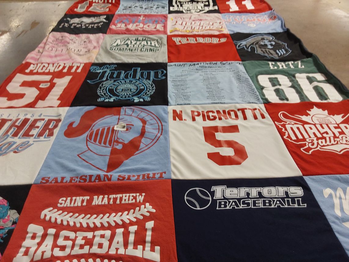 T-shirt quilt featuring terrors baseball, salesian spirit by Linda from PA