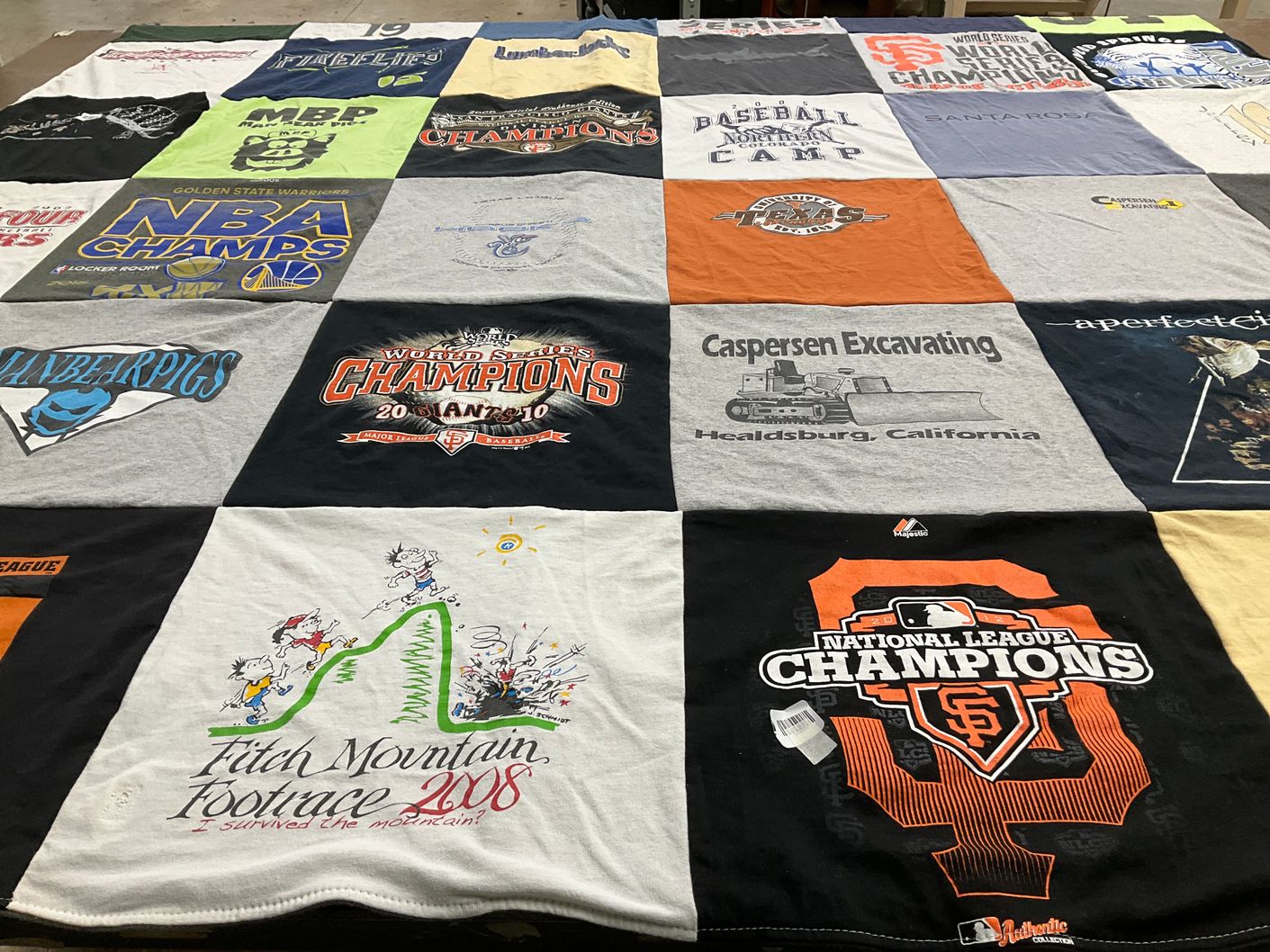 T-shirt quilt featuring san francisco giants, golden state warriors by Katy from OR