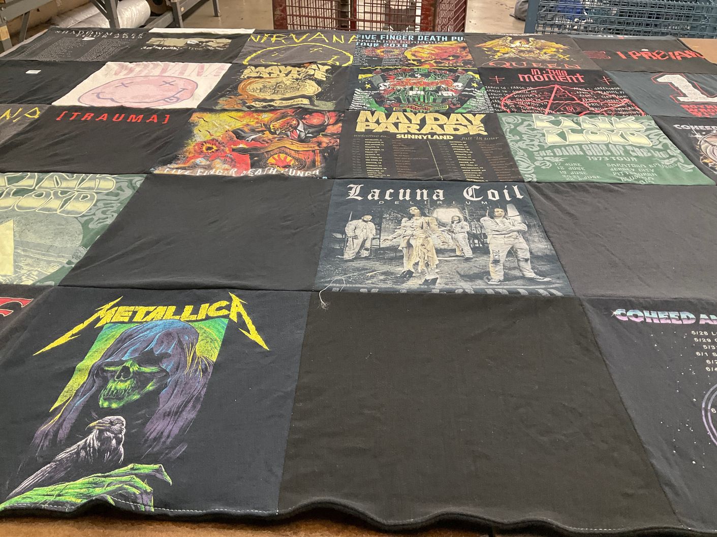 T-shirt quilt with music, rock themes by Ashlyn from OK