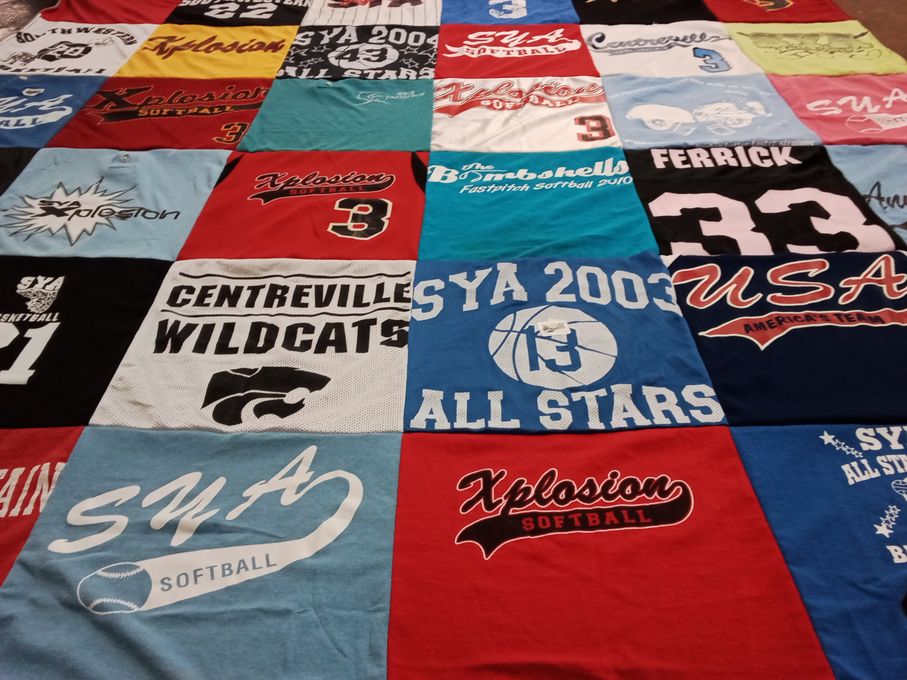 T-shirt quilt featuring sya all stars, centreville wildcats by Jessica from MD