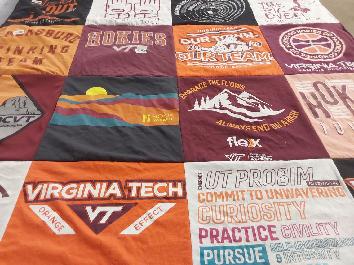 T-shirt quilt from virginia tech university by Camille from VA