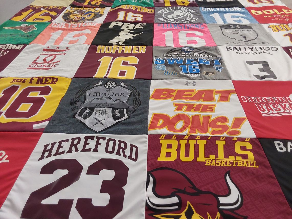 T-shirt quilt featuring hereford bulls basketball by Melissa from MD
