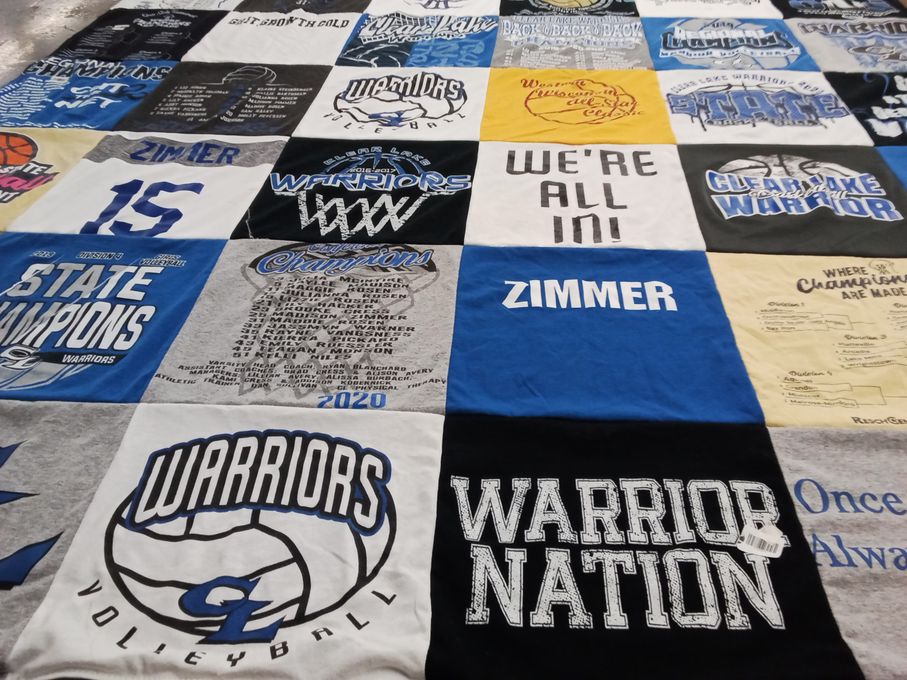 T-shirt quilt featuring clearlake warriors by Rachel from WI