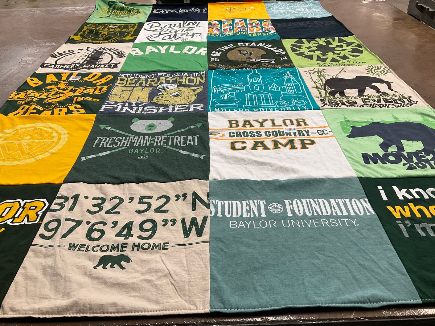 T-shirt quilt featuring baylor bears by Hanah from TX