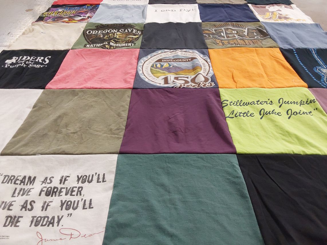 T-shirt quilt with outdoors, travel themes by sabrina from NV