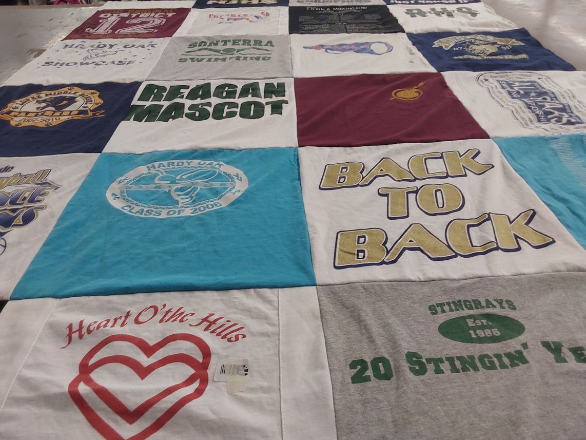 T-shirt quilt from hardy oak elementary school by Evelyn from TX