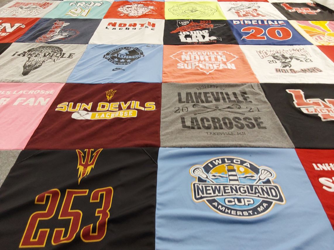 T-shirt quilt featuring arizona state university sun devils lacrosse, lakeville north high school lacrosse by Deb from MN