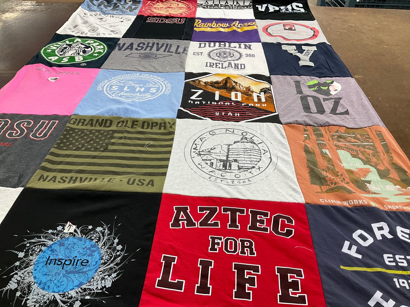 T-shirt quilt from san diego state university by Dawn from CA