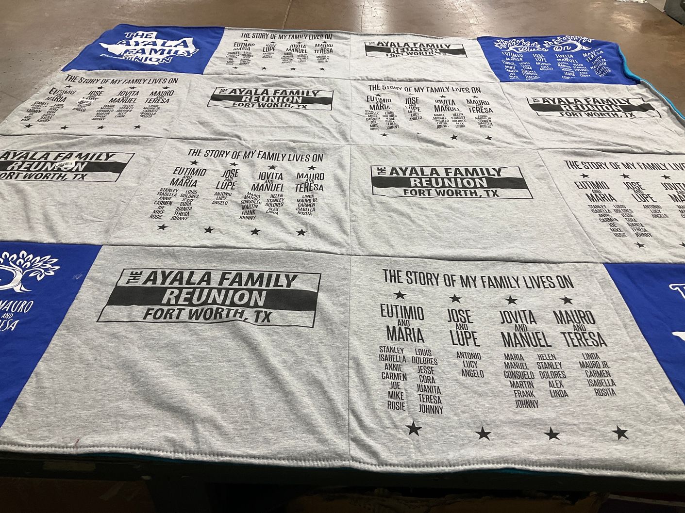 T-shirt quilt with family reunions themes by Mary from TX