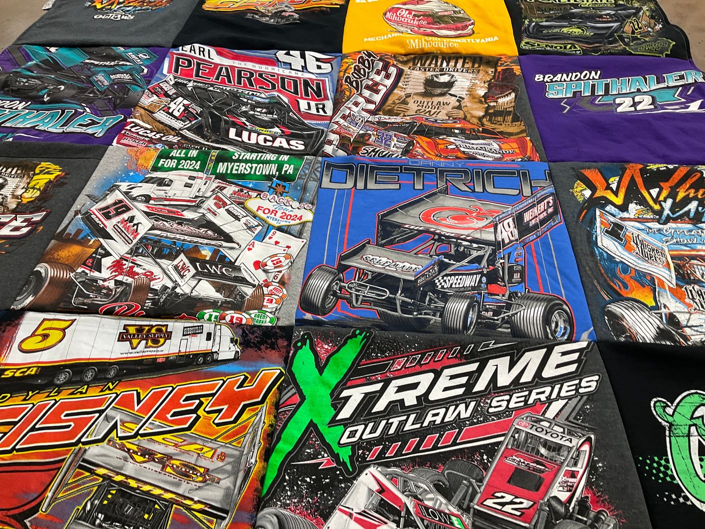 T-shirt quilt with racing, motorsports themes by Kevin from SC