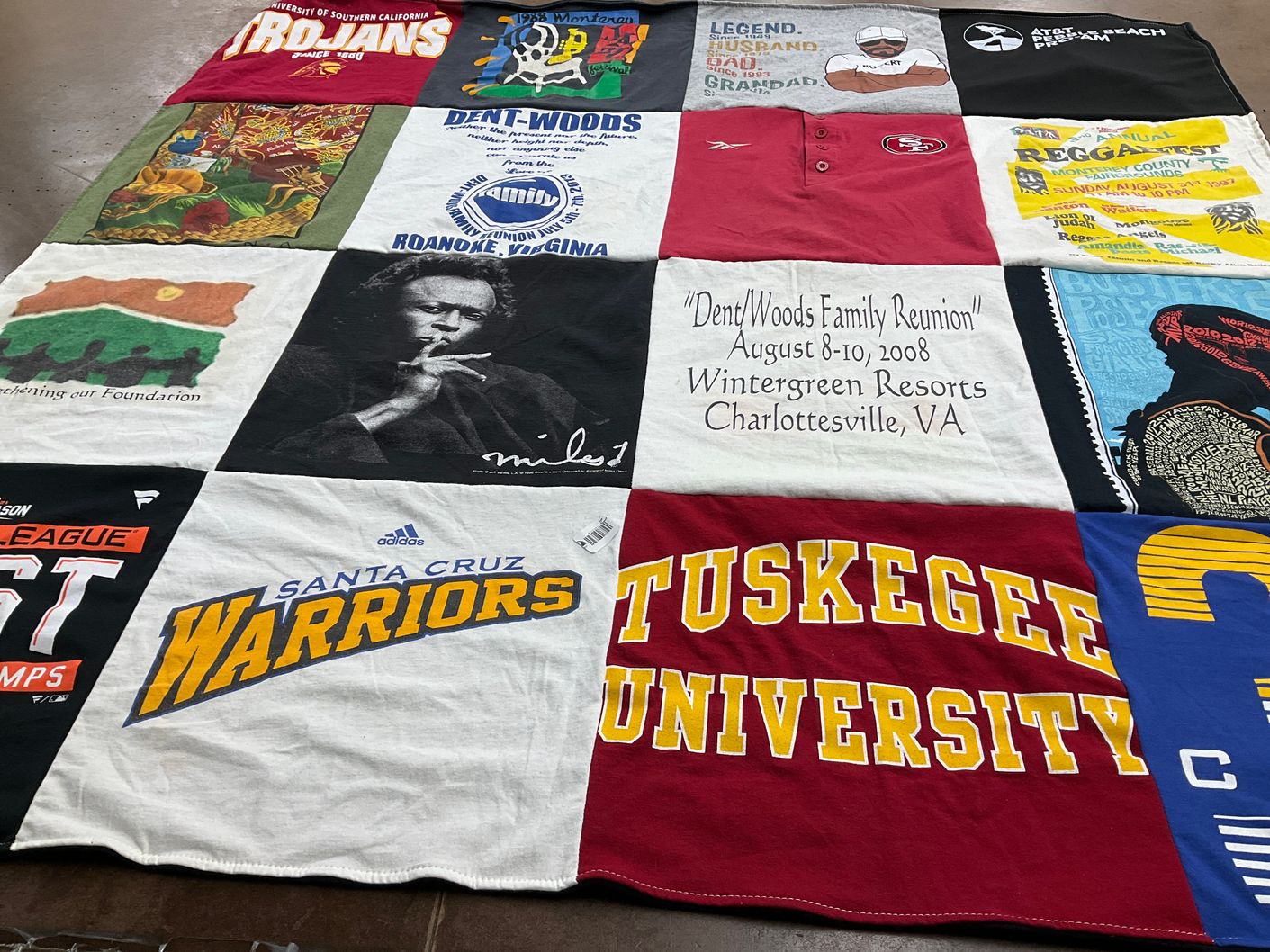 T-shirt quilt featuring santa cruz warriors by Lynne from CA