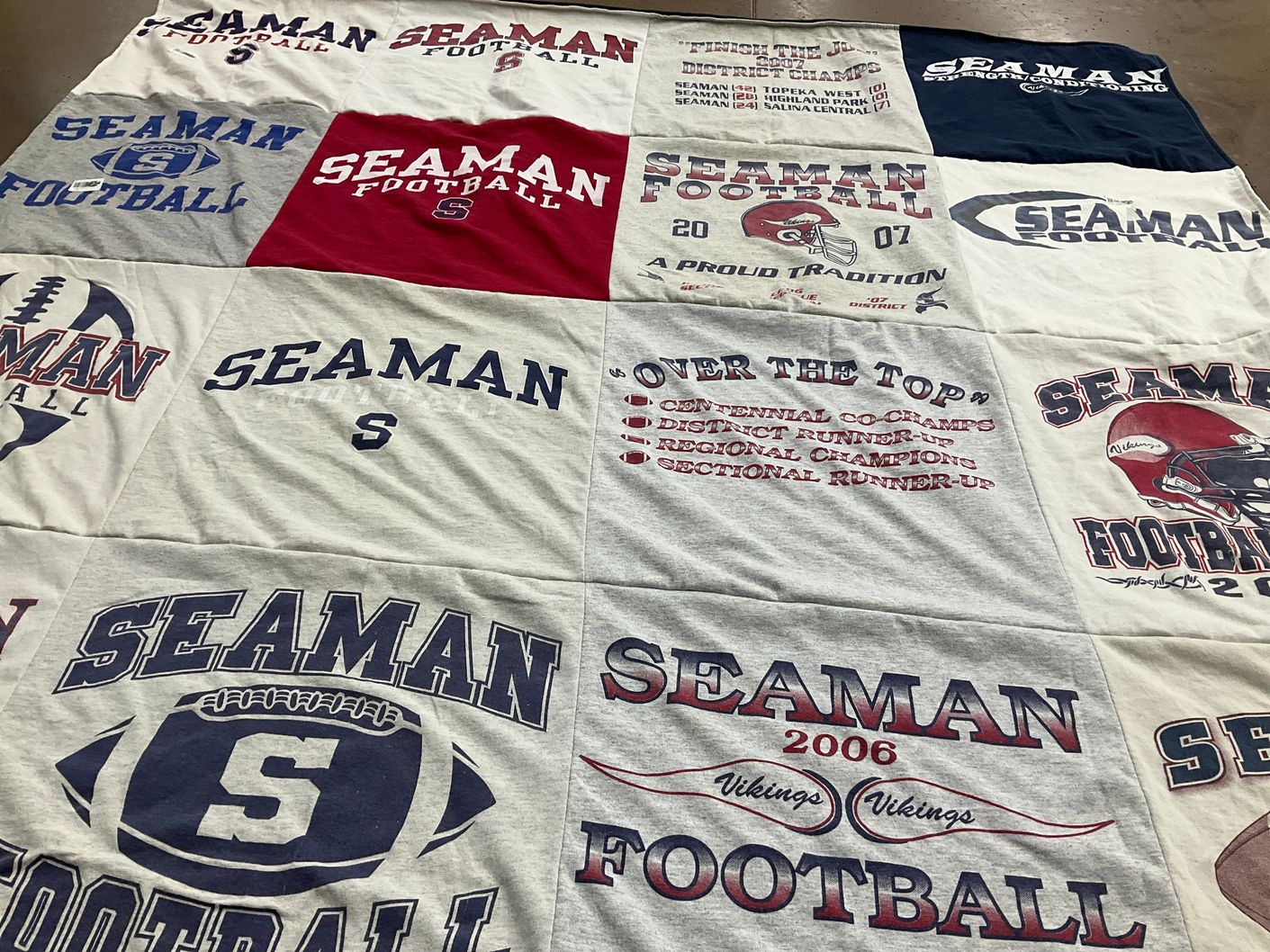 T-shirt quilt featuring seaman football by Michael from KS