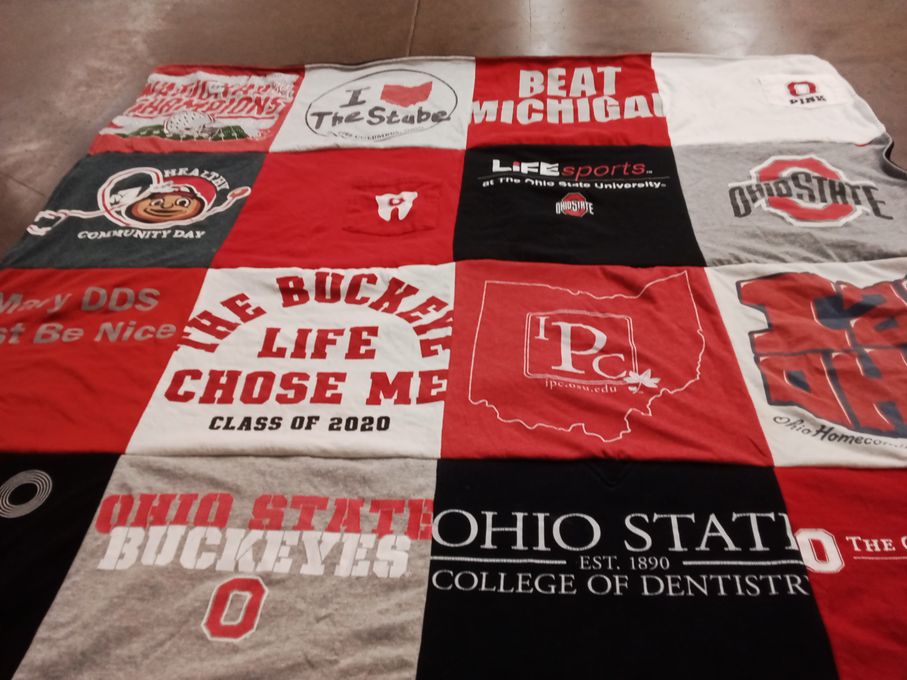 T-shirt quilt featuring ohio state buckeyes by Mary from OH