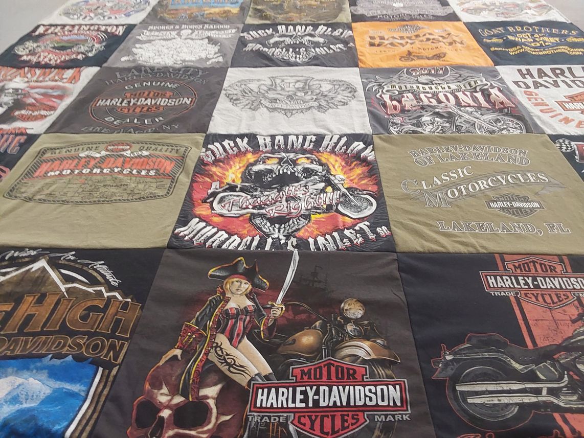 T-shirt quilt with motorcycles themes by Michael from NC