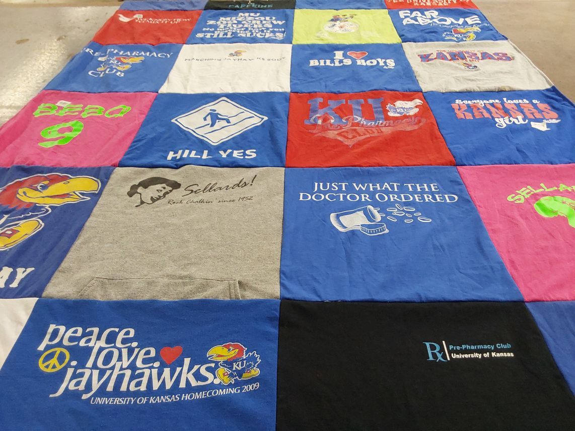 T-shirt quilt from university of kansas by Bethany from KS