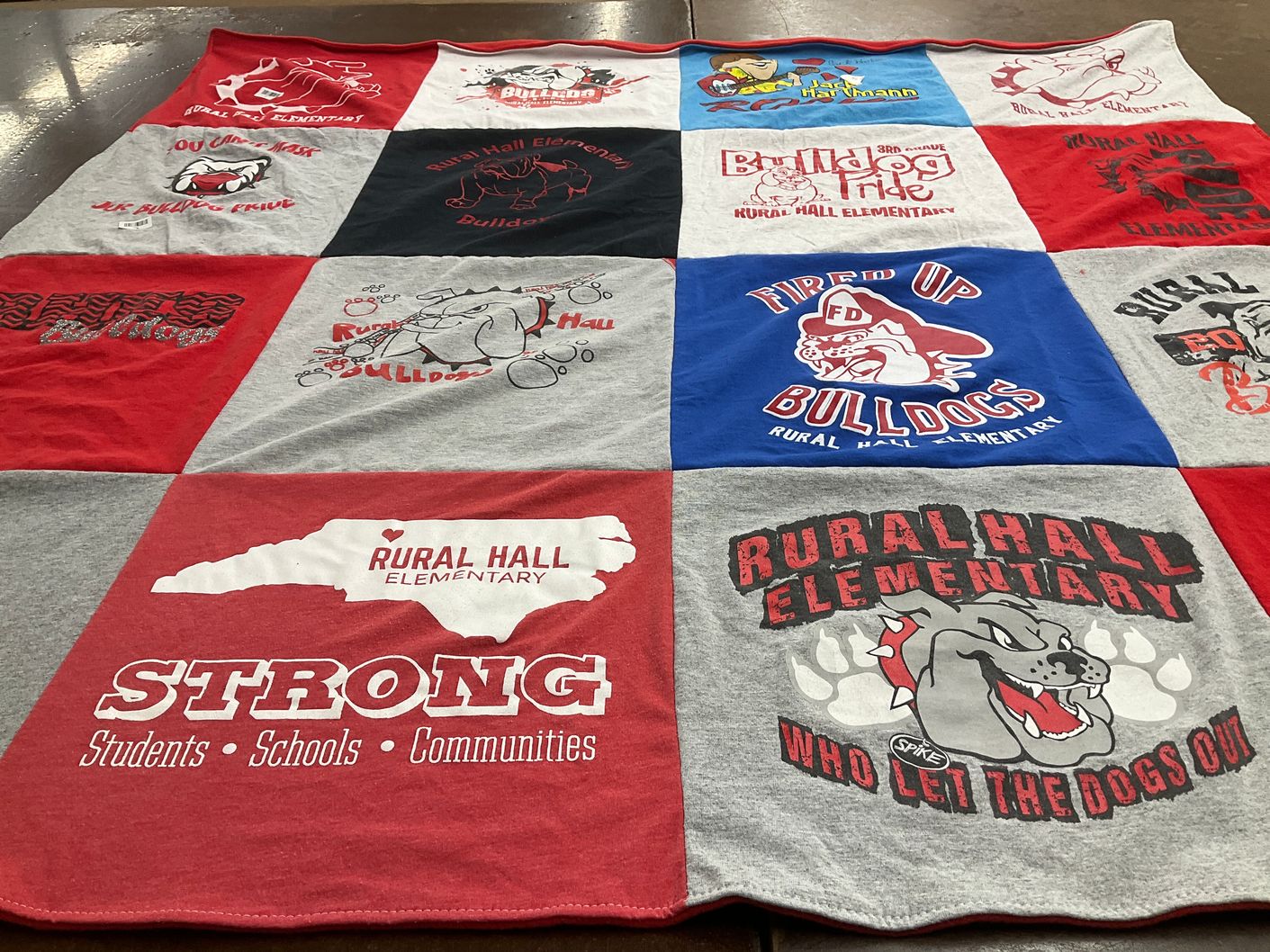T-shirt quilt featuring bulldogs by Mallory from NC