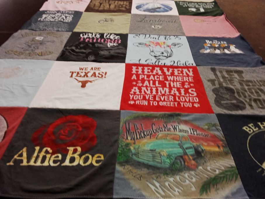 T-shirt quilt with texas, animals themes by Michele from NC