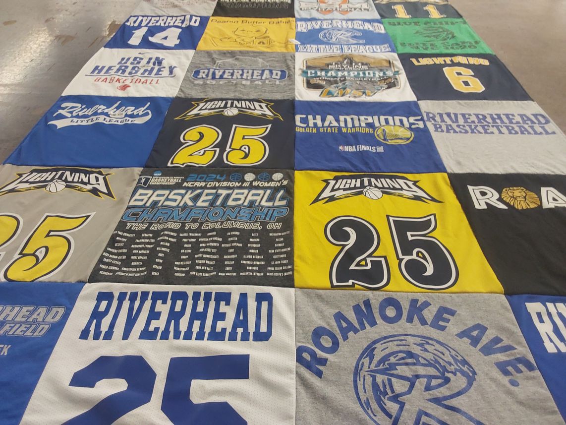 T-shirt quilt featuring riverhead lightning by fred from NY