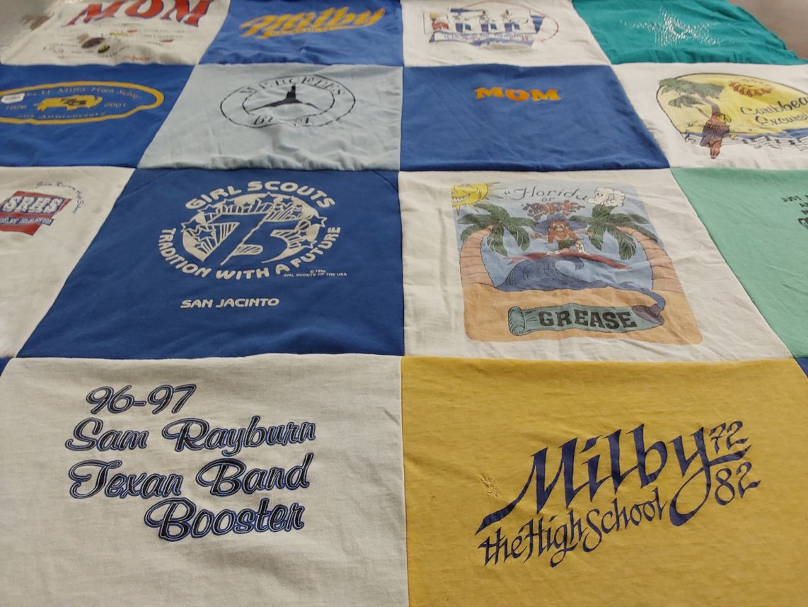 T-shirt quilt from sam rayburn high school, milby high school by Pat from TX