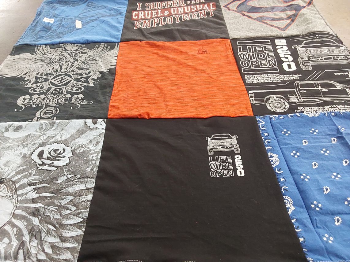 T-shirt quilt with superhero, cars themes by REBECCA from FL