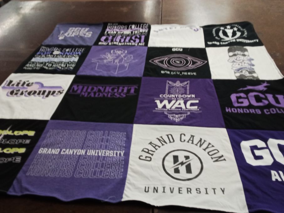 T-shirt quilt from grand canyon university by Julia from AZ