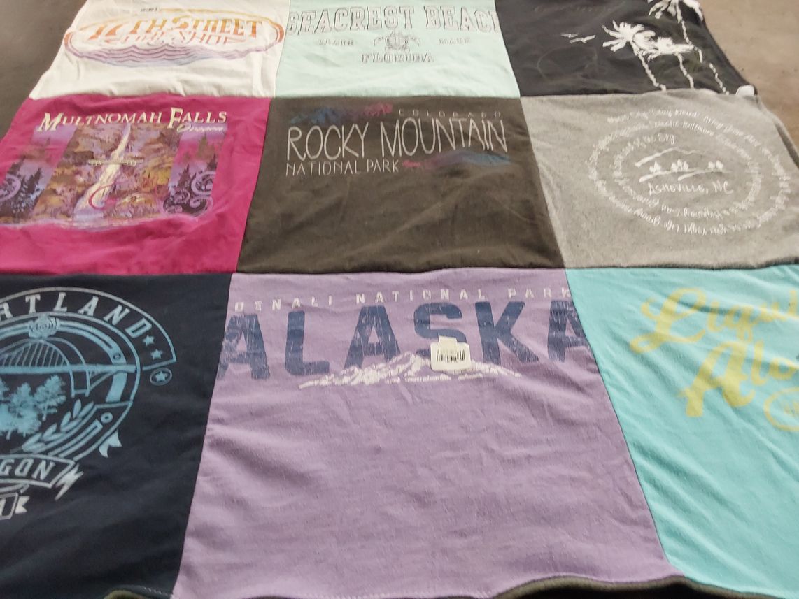 T-shirt quilt with travel, nature themes by Terri from VA