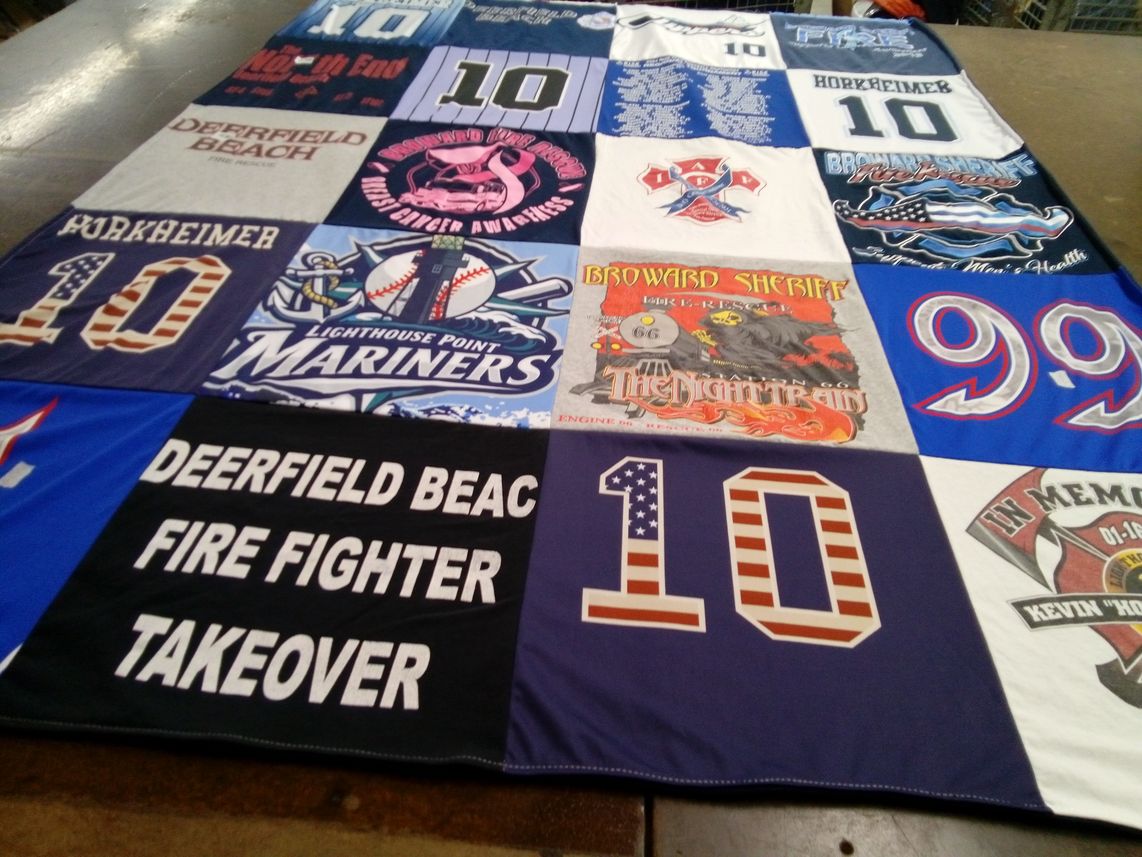 T-shirt quilt featuring lighthouse point mariners by Beth from FL