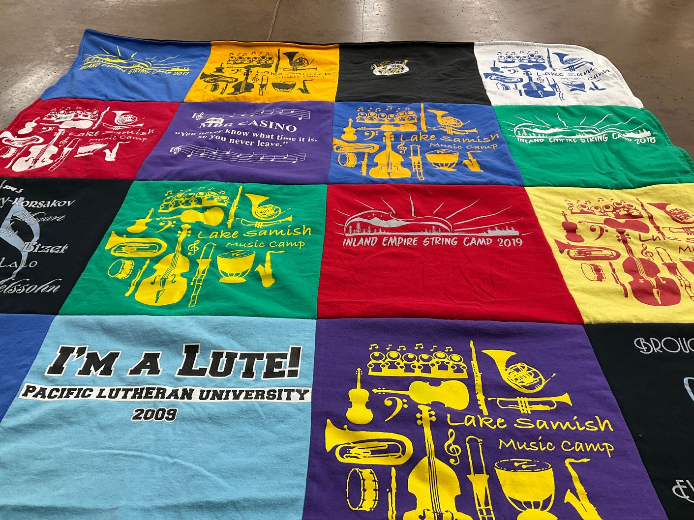 T-shirt quilt from pacific lutheran university by Harmony from WA